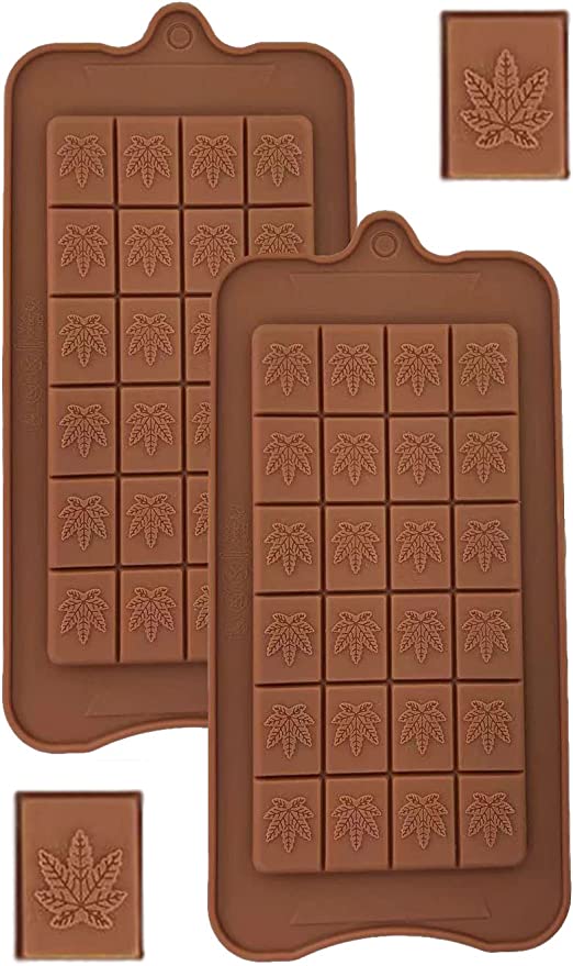 Chocolate Break-Apart Bar Silicone Leaf Edible Candy Mold Trays OVEN SAFE , ( Set of Two )