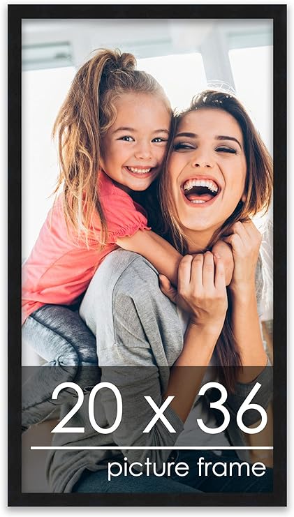 20x36 Frame Black Solid Wood Picture Frame - UV Acrylic, Foam Board Backing, & Hanging Hardware Included!