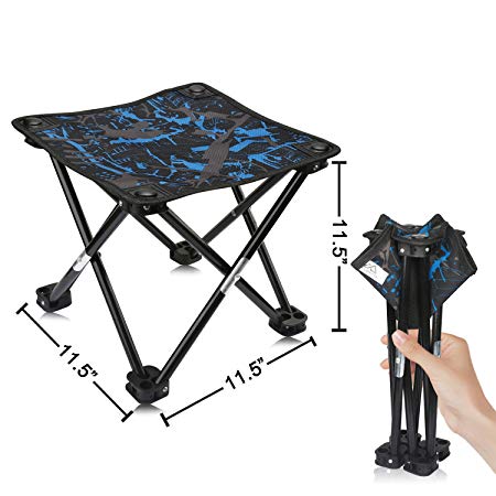 Mini Portable Folding Stool,Folding Camping Stool,Outdoor Folding Chair Slacker Chair for BBQ,Camping,Fishing,Travel,Hiking,Garden,Beach,600D Oxford Cloth with Carry Bag,11.5"x11.5"x11.5"(Camouflage)