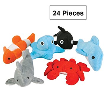 Sea-life Plush Toys - 3 Inches - 24 Assorted Pieces - For Kids, Babies, Adults, Decorations, Bedtime, Sleep, Play, & Education - Kidsco