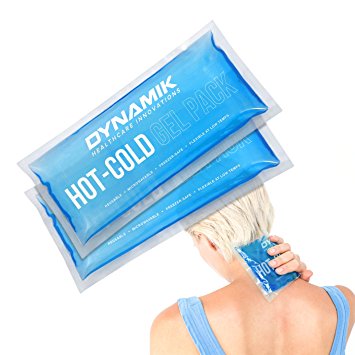 NEW 2017 Twinpack - Gel Ice Packs for Hot Cold Compress Therapy - 27x14cm - Effective Pain Relief and Recovery - Ideal for Neck Knee ELbow Arm and Head - Dynamik Healthcare