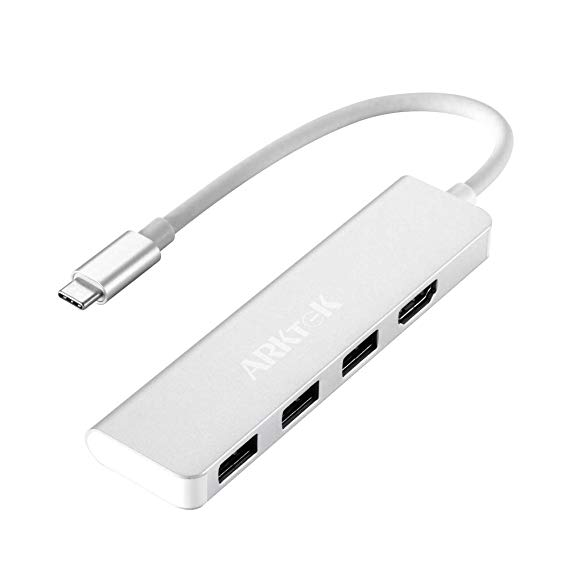 ARKTEK USB-C to HDMI Adapter USB Type C (Thunderbolt 3 Compatible) to 4K HDMI Triple USB 3.0 4-in-1 Cable Adapter for MacBook Chromebook Pixel Samsung Note 9 and More