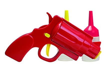 Novelty Condiment Shooter Dispenser – Plastic Ketchup Mustard BBQ Hot Sauce Container Squeeze Gun Shaped Bottle Funny