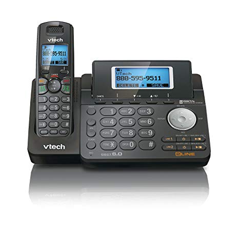 VTech DS6151-11 DECT 6.0 2-Line Expandable Cordless Phone, Black