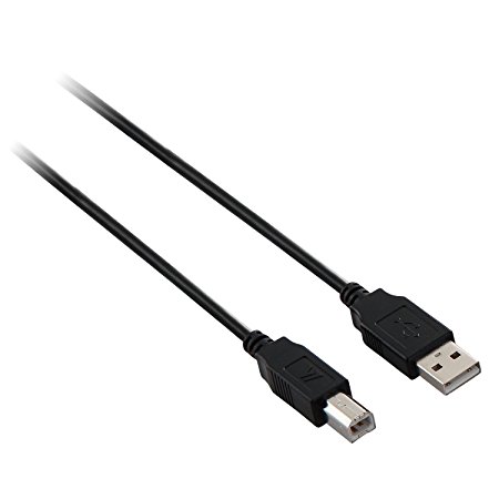 V7 High-Speed USB 2.0 Device Cable - 6 feet - A Male to B Male for Connecting PC to Digital Cameras, Printers, Scanners, External Disk Drives (V7N2USB2AB-06F) - Black