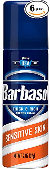 Barbasol Sensitive Skin Thick & Rich Shaving Cream for Men, 2 OZ (Travel Size - TSA Approved)