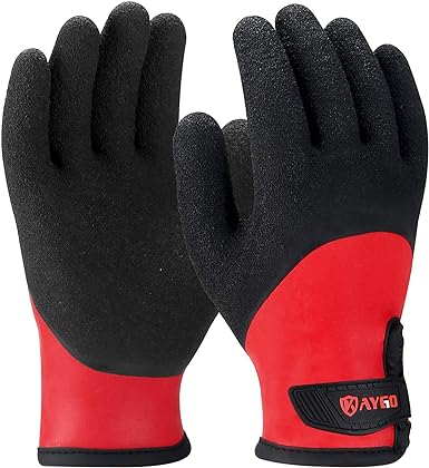 Winter Waterproof Thermal Work Gloves,KG140W, Full Hand Latex Coated, Acrylic Insulated Liner for Freezer Cold Weather