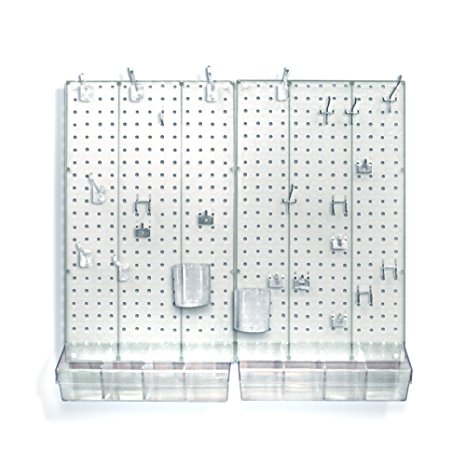 Azar Displays 900945-CLR Pegboard Room Organizer, Clear Frosted Pegboard