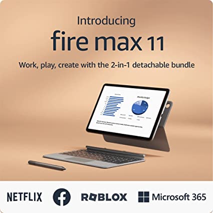 Introducing Amazon Fire Max 11 tablet productivity bundle with Keyboard Case, Stylus Pen, octa-core processor, 4 GB RAM to do more throughout your day, 64 GB, Gray