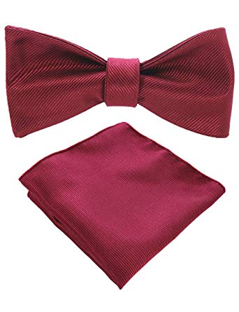 JEMYGINS Mens Formal Bowtie Solid Self Tie Bow Tie and Pocket Square Set (10 Colors)