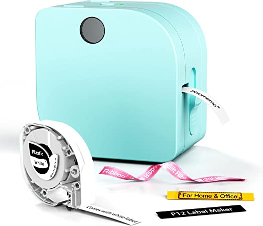 Phomemo P12 Portable Label Makers - Label Maker Machine Compatible with Tape in Multiple Colors and Materials, Label Maker Compatible with iOS, Android, Perfect for Home, Office, or Crafting Projects