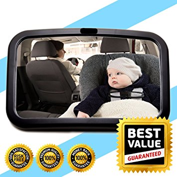 Back Seat Mirror - Yoleo® Rear View Baby Mirror - Easily Watch your Precious Child In-Car - Adjustable, Convex and Shatterproof Glass