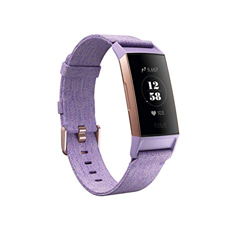 Fitbit Charge 3 SE Fitness Activity Tracker, Lavender Woven, One Size (S & L Bands Included)