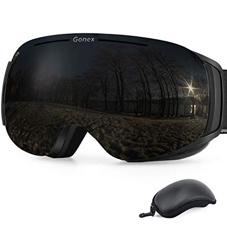 Gonex Magnetic Ski Goggles, OTG Frameless Snow Snowboard Goggles for Men& Women with Interchangeable Lens, Anti-Fog UV400 Protection, Large Size