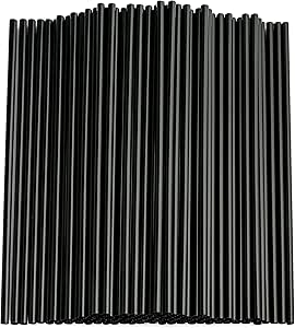 Black Straws,100 Pcs Long Disposable Plastic Drinking Straws. (0.23''diameter and 10.2"long)-Black