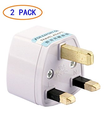 ANRANK UN6688AK 2 Packs Universal EU/USA/AU to UK GB England AC Power Plug Adapter Travel Converter