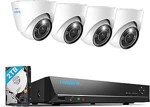 REOLINK RLK8-1200D4-A 12MP PoE Security Camera System, 4pcs H.265 Surveillance IP Cameras Wired in 12 Megapixel UHD, Person Vehicle Pet Detection, Spotlight Color Night Vision, 8CH NVR with 2TB HDD