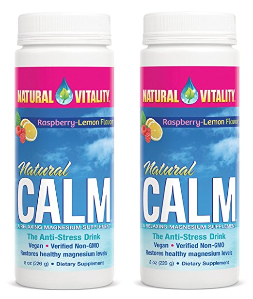 Natural Vitality Natural Magnesium Calm, Raspberry Lemon (2 Bottles of 8 Ounce)