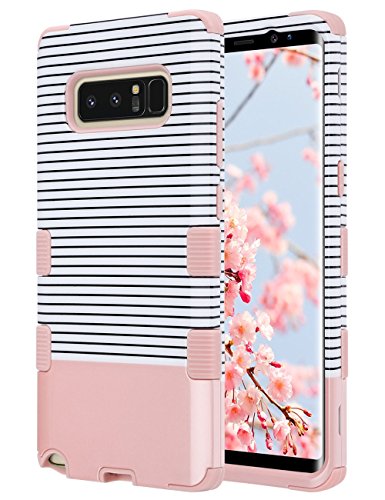 Note 8 Case,Galaxy Note 8 Case, ULAK Anti Slip Note 8 Case Dust Scratch Shock Resistance Protective Cover for Samsung Galaxy Note 8 2017 with Soft Silicone   Hard PC Case (Rose Gold Stripes)