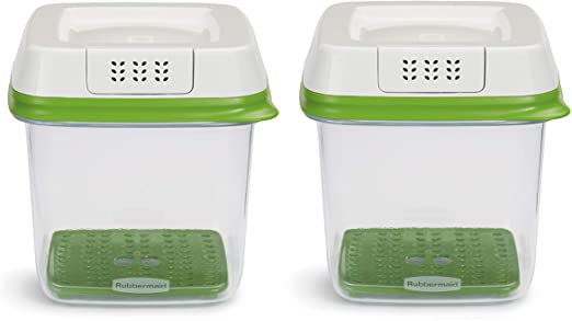 Rubbermaid 2108386 FreshWorks Food Storage, (2) 6.3C Medium Squares, Green