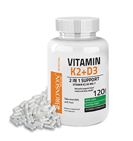Bronson Vitamin K2 (MK7) with D3 Supplement - Vitamin D & K Complex Premium Non GMO & Gluten Free Formula, 120 Capsules