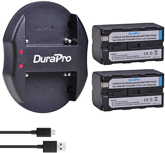 DuraPro 5200mAh 2Pcs NP-F750 NP-F730 NP-F770 Battery   Dual USB Charger for Sony NP-F960 NP-F330 NP-F530 NP-F550, NP-F570 NP-F730 NP-F730H NP-F750 NP-F930 NP-F950 NP-F970/B Camcorder Batteries