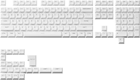 Akko Keycaps Top Printed Shine-Through with ASA Profile, White Keycaps PBT Double-Shot Keycaps for Mechanical Keyboards