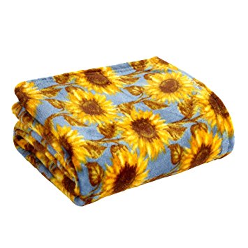 Morgan Home Fall Sunflower Blooms Print Throw Blanket, 50-inch X 60-inch