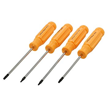 TOOGOO(R) 4 Pcs Yellow Handle Magnetic Tip T5 T6 T8 T10 Torx Screwdrivers