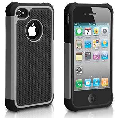 iPhone 4S Case, iPhone 4 Case, CHTech Fashion Shockproof Durable Hybrid Dual Layer Armor Defender Protective Case Cover for Apple iPhone 4S/4 (Gray)