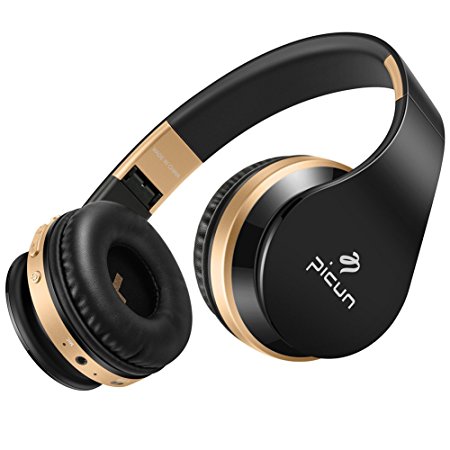Foldable Wireless Bluetooth Over-Head Stereo Headphones Noise Cancelling Headset P16 with Mic Volume Control Wired Connection(Black)