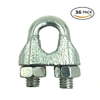 BRUFER Wire Rope Clamp Clip for Cables Zinc Plated - 3/16" inch - Bulk pack of 36 pieces