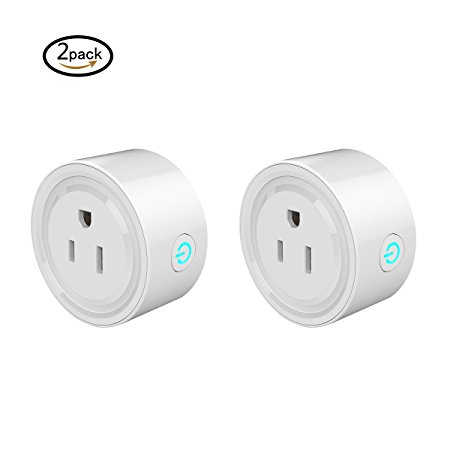 Smart Plug/Wi-Fi Enabled Mini Smart Switch Works with Amazon Alexa & Google Home, No Hub Required, Remote Control Devices from Anywhere, ETL Listed with Timing Function Smart Phone (White(Pack2))