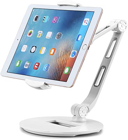 Suptek Aluminum Tablet Desk Stand for iPad, iPhone, Samsung, Asus and More 4.7-12.9 inch Devices, 360° Flexible Cell Phone Holder Mount, Good for Bed, Kitchen, Office (YF208DW)
