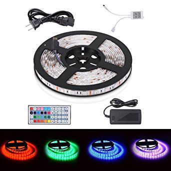 Litake LED Strip 16.4ft SMD 5050 300LEDs Outdoor Waterproof Color Changing RGB Flexible Strip Lights Kit with Power Plug 44Keys Remote Control for Christmas Festival Party Home Garden Decoration
