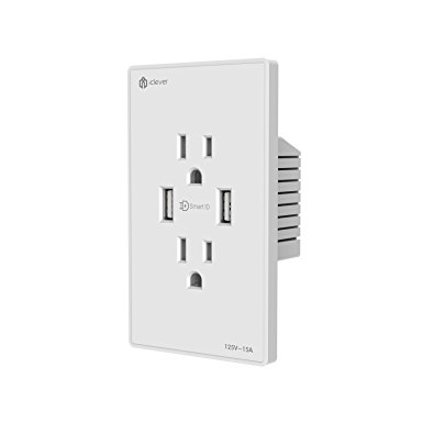 iClever IC-BB21W Wall Outlet Receptacle with 4.2A Dual USB Charger Ports and Dual Outlet Plugs