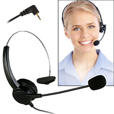BizoeRade Call Center 2.5mm Noise Cancelling Headset for Corded Phone with Mic & Cable Knob