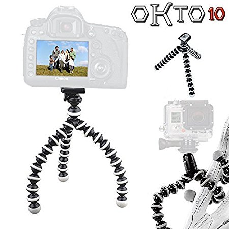 OKTO10 10" Flexible Bendable Octopus Tripod with Quick-Release Plate for Digital Camera