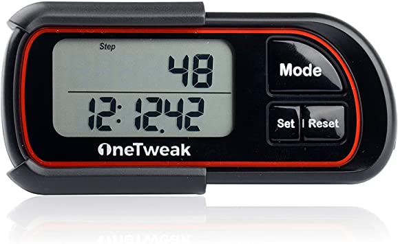 New OneTweak EZ-1 Pedometer for Walking. 3D Tri-Axis Clip-On. Back-to-Basics Step Counter. Simple to Use.  Multi-Function. New Pause Function.  Perfect Fitness/Exercise Tool.