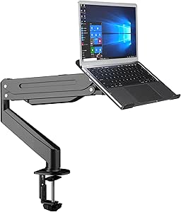 suptek Monitor Laptop Mount Stand,Adjustable Single Laptop Computer Desk Mount Fits 11"-17" Notebook and 17"-32" Monitor,2 in 1 Function Monitor Mount with Laptop Tray,Holds up to 22lbs