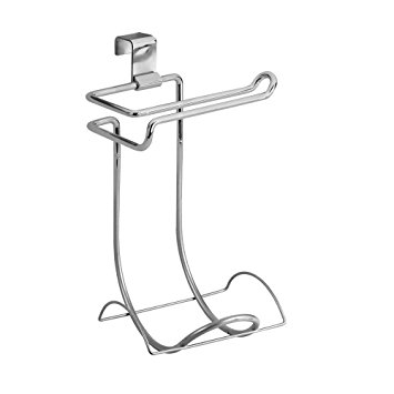 InterDesign Classico Toilet Paper Holder for Bathroom Storage, Over the Tank - Horizontal, Chrome