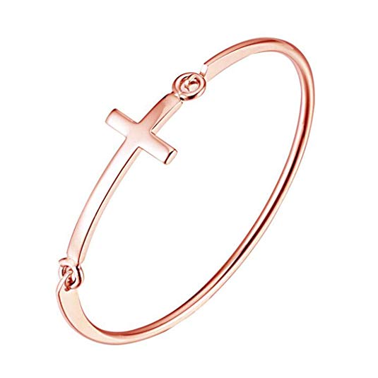 REEBOOO Cross Bracelet Sideways Cross Bracelet Open Hook Bracelet,Religious Gift, Religious Jewelry