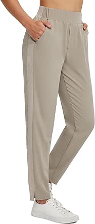 BALEAF Women's Golf Pants Travel Stretch Pants with Zipper Pockets High Waist Athletic Work Casual UPF50