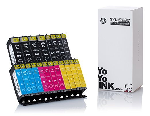 YoYoInk 20 Pack Compatible Printer Ink Cartridges for PGI-250XL & CLI-251XL Compatible (4 Black, 4 Photo Black, 4 Cyan, 4 Magenta, 4 Yellow) with MX922 iX6820 iP8720 MG5520 iP7220