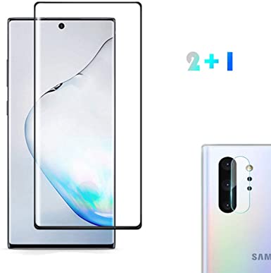 [2 Pack] Galaxy Note 10 Plus Screen Protector Tempered Glass Include a Camera Lens Protector, Screen Protector with 3D Curved HD Clear for Samsung Galaxy Note 10 Plus