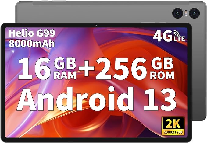 TECLAST T50 Pro Android 13 タブレット 11インチ、Helio G99 タブレットWidevine L1対応、2000*1200解像度2K IPS、16GB RAM(8 8拡張) 256GB ROM 1TB TF拡張、SIMフリー Wi-FiモデルタブレットPC ジャイロセンサー内蔵、20MP 8MPカメラ&8000mAh 18W急速充電&BT 5.2&GMS認証&顔認識