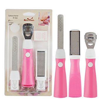 3-in-1 Pink Professional Foot Calluses Remover Shaver Tool Pedicure Care Tool with 10 Blades
