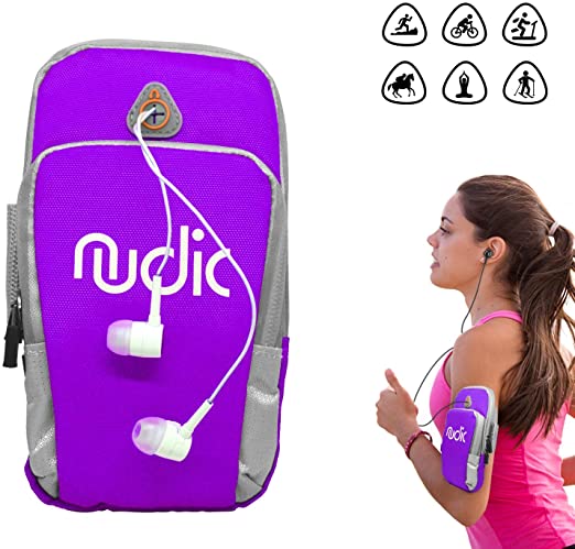 Nudic Fitness Running Armband Phone Holder Bag,Multi Pockets For Phone Of Upto 6.2" Compatible with Iphone 6,6s,7,8,X, Samsung S7,S8,S9,Plus, Note 8, Oneplus 5t Pixel 2, Huawei P20 Pro