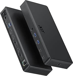 Acer 15-in-1 Laptop Docking Station Support DisplayLink Triple Monitors, USB C Docking Station, 130W Power Adapter, 10Gbps Data Transfer, 1Gbps Ethernet for MacBook Pro/Air, Acer Laptops, PC and More