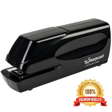 25 Sheet Capacity Electric Stapler - Automatic Heavy Duty No-Jam Noise Free Stapler - Battery Operated or AC Powered (AC Power Adapter Included) - 100% Satisfaction Guarantee by Sharpcart